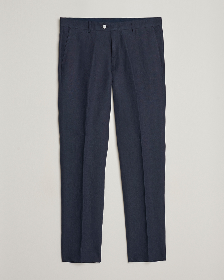 Homme | Pantalons | Oscar Jacobson | Denz Linen Trousers Navy