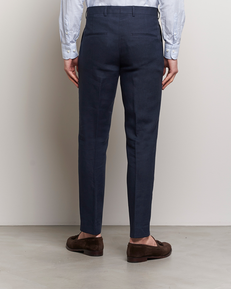 Homme | Pantalons | Oscar Jacobson | Denz Linen Trousers Navy