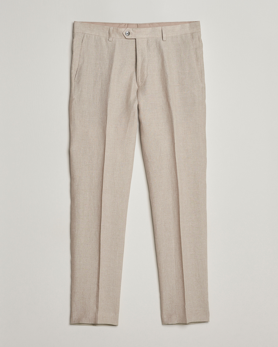 Homme | Pantalons | Oscar Jacobson | Denz Linen Trousers Beige