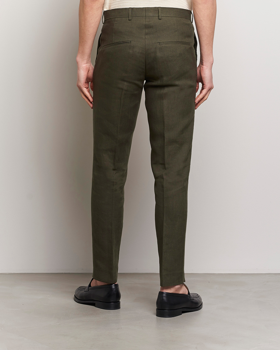 Homme | Pantalons | Oscar Jacobson | Denz Linen Trousers Olive
