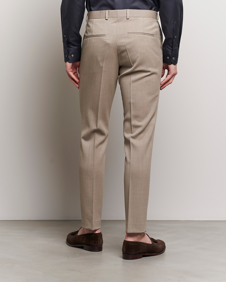 Homme | Pantalons | Oscar Jacobson | Denz Structured Wool Trousers Beige
