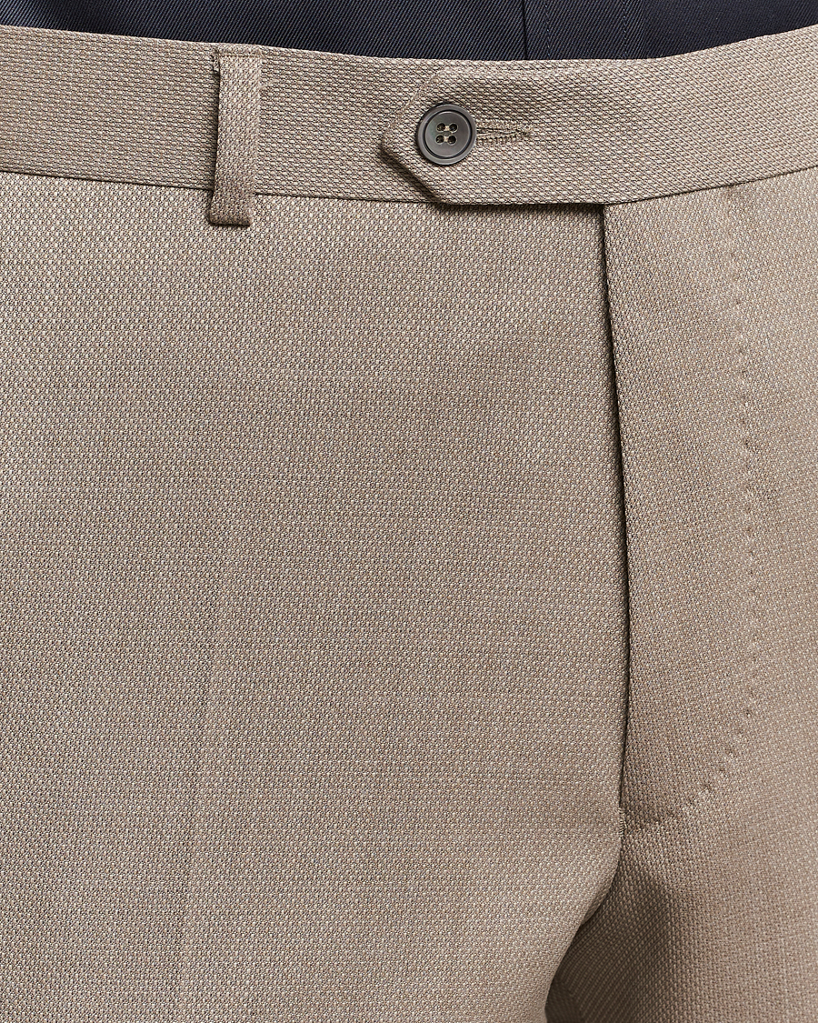 Homme | Pantalons | Oscar Jacobson | Denz Structured Wool Trousers Beige