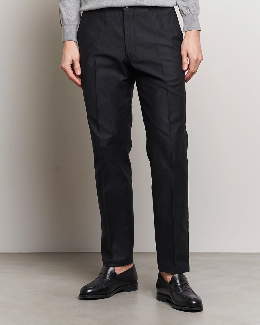 Homme | Pantalons Habillés | Oscar Jacobson | Decker Cotton Trousers Black