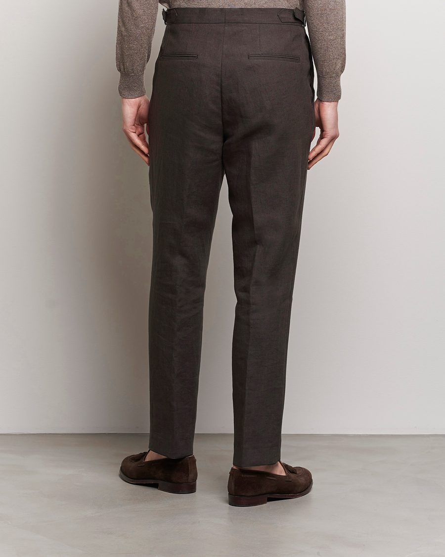 Homme | Pantalons | Oscar Jacobson | Delon Linen Trousers Brown