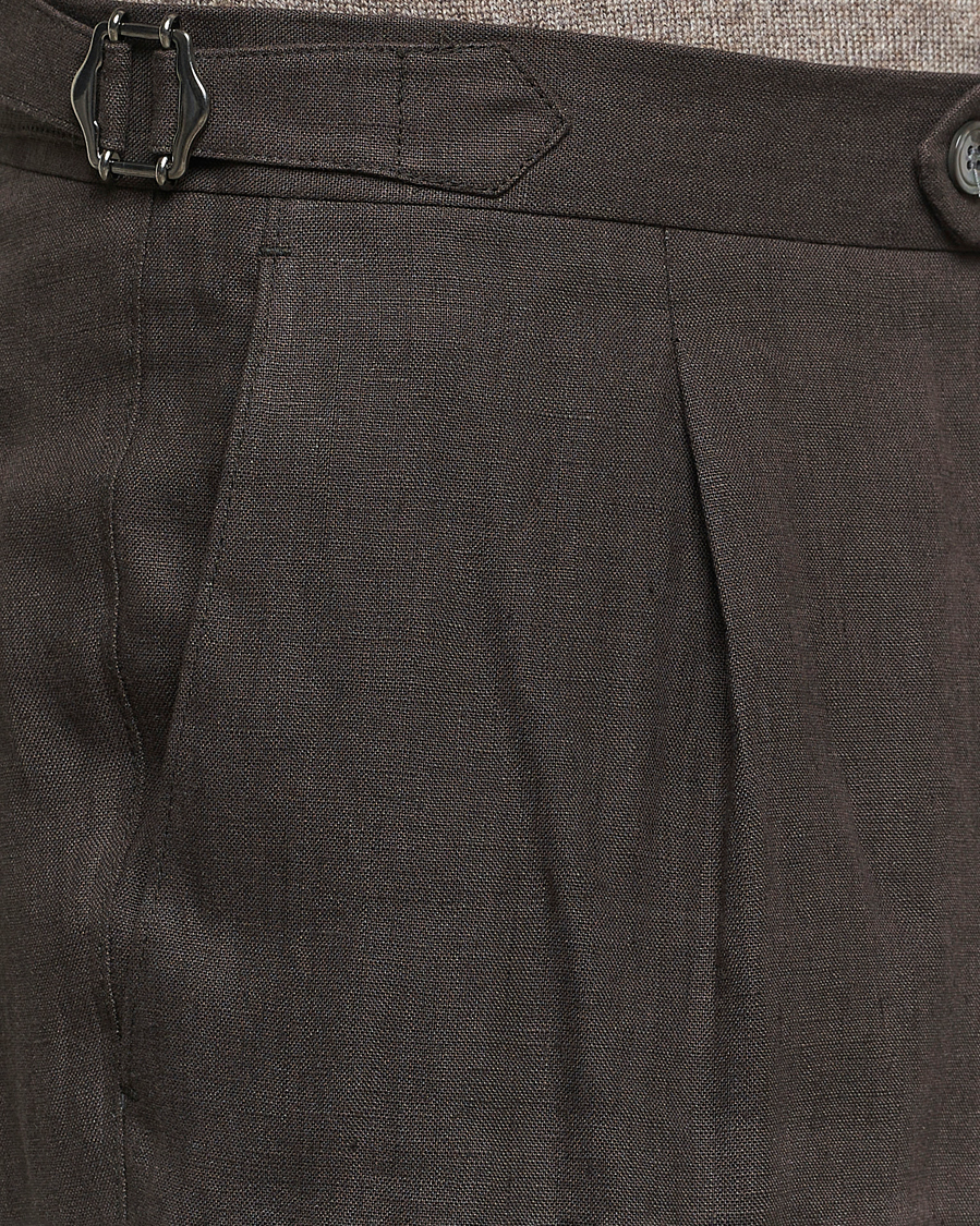 Homme | Pantalons | Oscar Jacobson | Delon Linen Trousers Brown