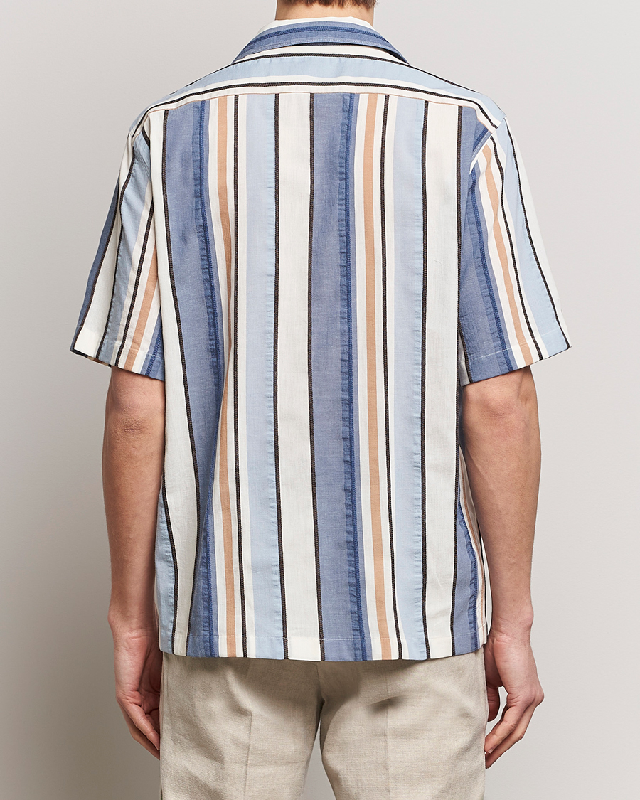 Homme | Chemises | Oscar Jacobson | Hanks Short Sleeve Striped Cotton Shirt Multi