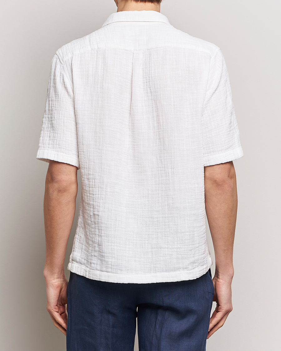 Homme | Chemises | Oscar Jacobson | Short Sleeve City Crepe Cotton Shirt White