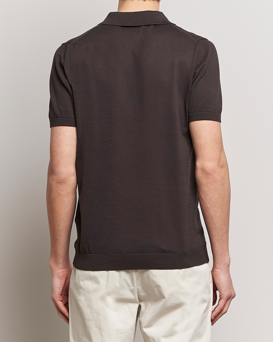 Homme | Polos | Oscar Jacobson | Otto Short Sleeve Zip Polo Brown