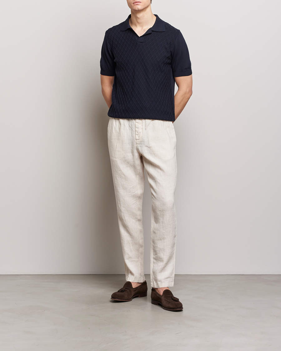 Homme | Polos | Oscar Jacobson | Mirza Structured Cotton Polo Navy