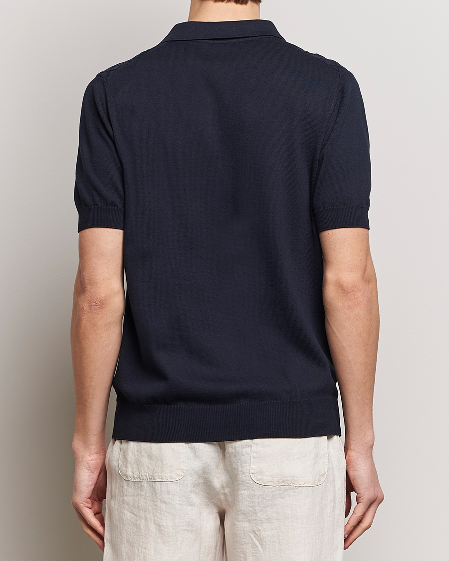 Homme | Polos | Oscar Jacobson | Mirza Structured Cotton Polo Navy