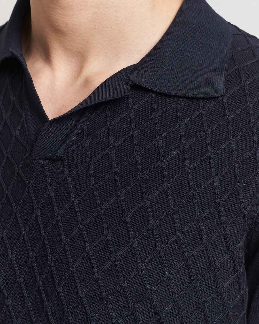 Homme | Polos | Oscar Jacobson | Mirza Structured Cotton Polo Navy