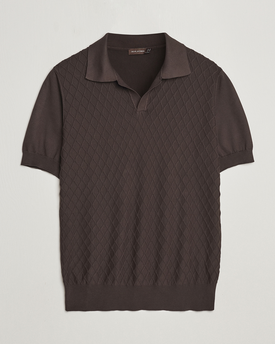 Homme | Polos | Oscar Jacobson | Mirza Structured Cotton Polo Brown