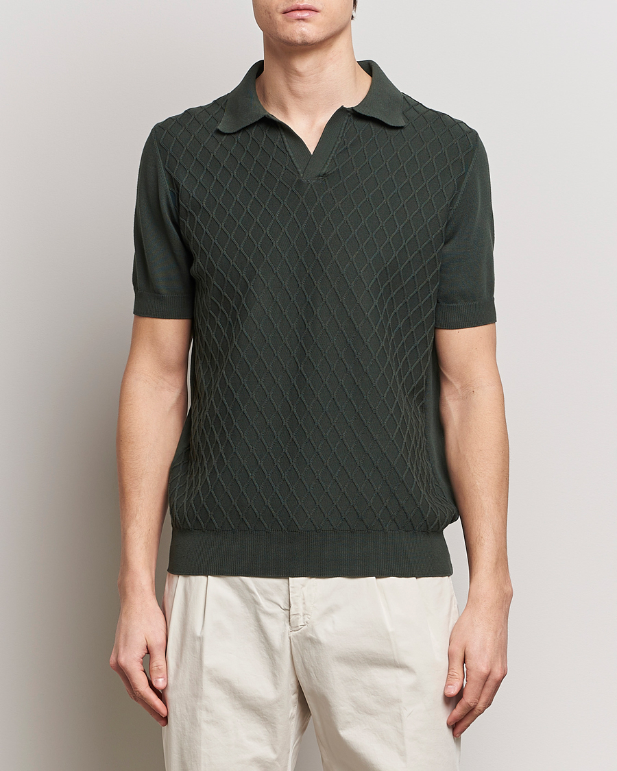 Homme | Polos À Manches Courtes | Oscar Jacobson | Mirza Structured Cotton Polo Olive