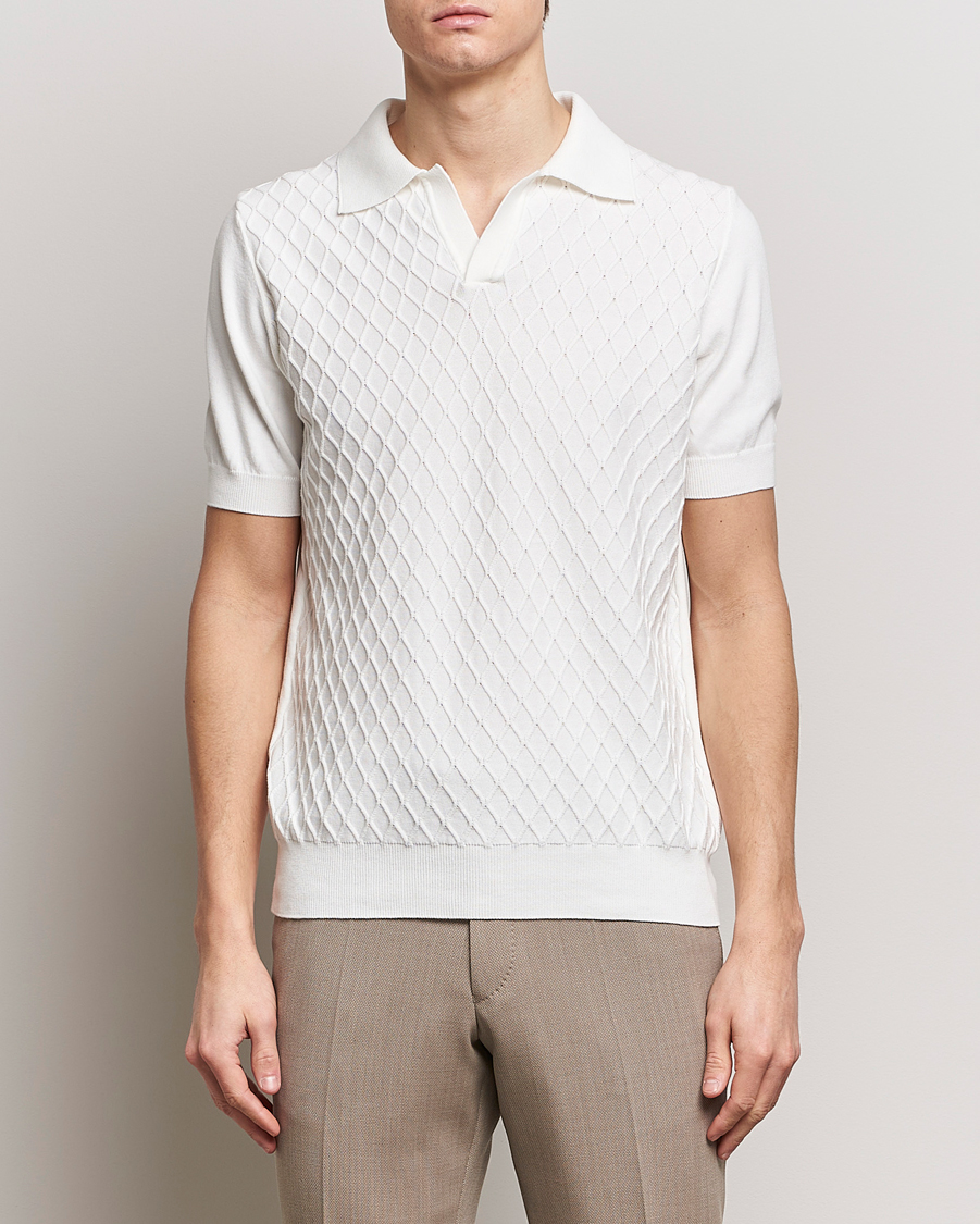 Homme | Polos | Oscar Jacobson | Mirza Structured Cotton Polo White