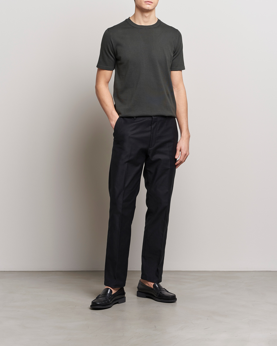 Homme | T-shirts | Oscar Jacobson | Brian Knitted Cotton T-Shirt Olive
