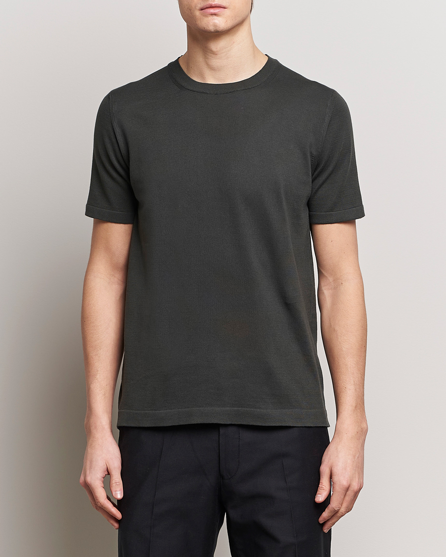 Homme | Oscar Jacobson | Oscar Jacobson | Brian Knitted Cotton T-Shirt Olive