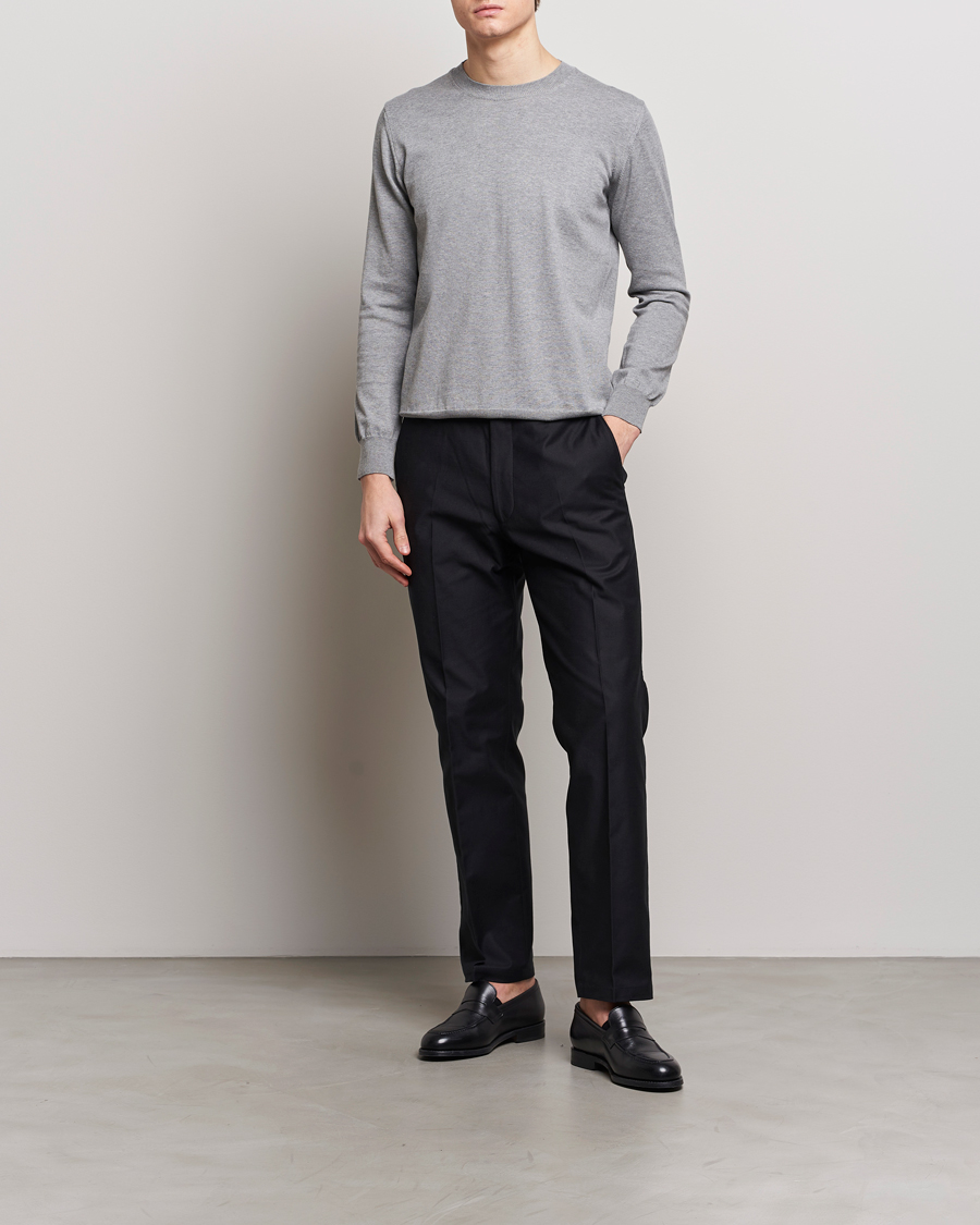 Homme | Pulls Et Tricots | Oscar Jacobson | Valdemar Cotton Crew Neck Light Grey