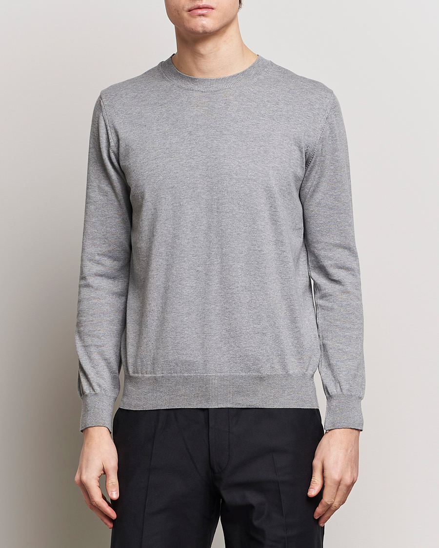 Homme | Pulls Et Tricots | Oscar Jacobson | Valdemar Cotton Crew Neck Light Grey