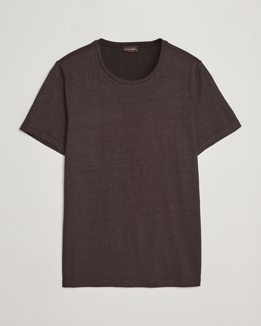 Homme | T-shirts | Oscar Jacobson | Kyran Linen T-Shirt Brown