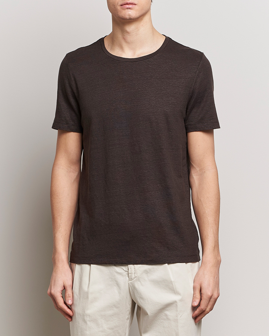 Homme | T-shirts À Manches Courtes | Oscar Jacobson | Kyran Linen T-Shirt Brown