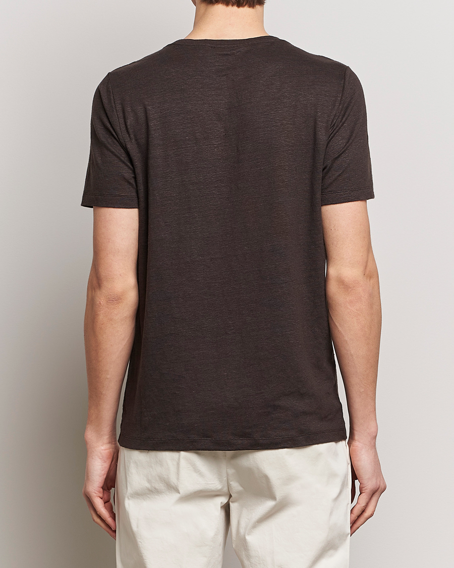 Homme | T-shirts | Oscar Jacobson | Kyran Linen T-Shirt Brown
