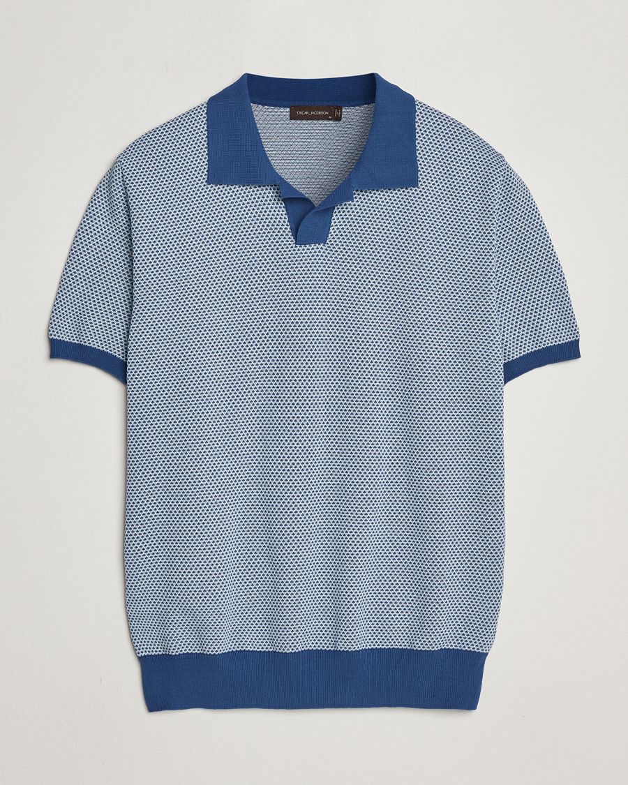 Homme | Polos | Oscar Jacobson | Dalius Structured Cotton Polo Blue