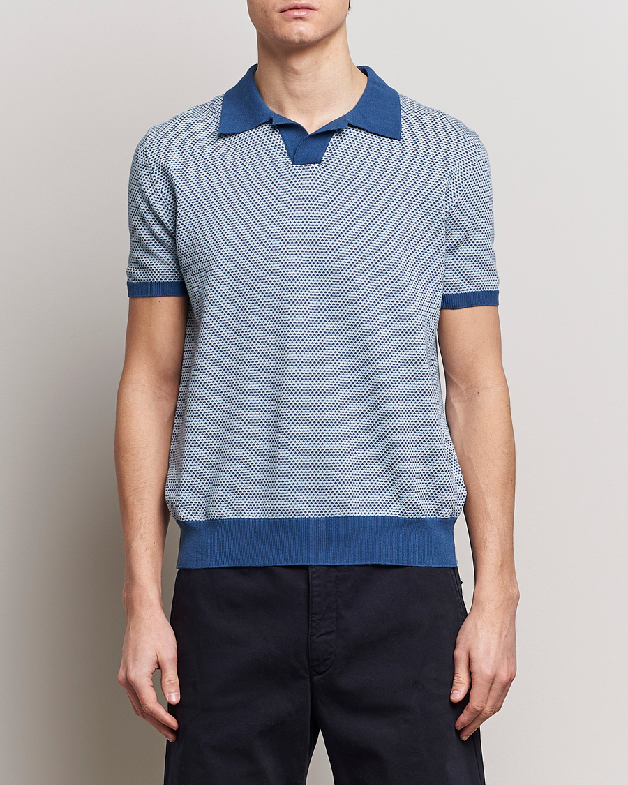 Homme | Polos | Oscar Jacobson | Dalius Structured Cotton Polo Blue