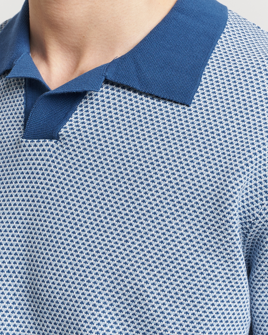 Homme | Polos | Oscar Jacobson | Dalius Structured Cotton Polo Blue