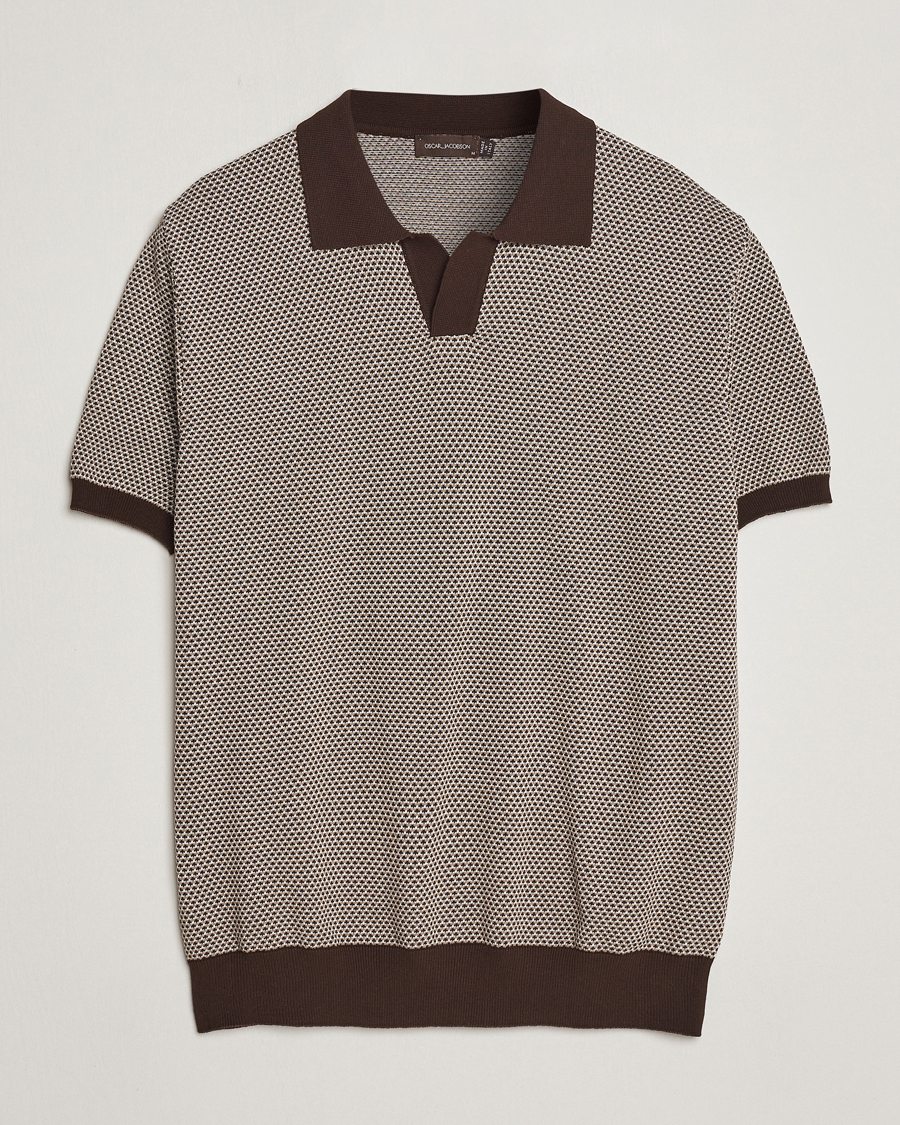 Homme | Polos | Oscar Jacobson | Dalius Structured Cotton Polo Brown