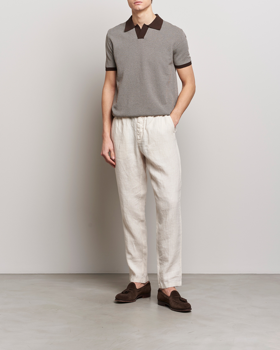 Homme | Polos | Oscar Jacobson | Dalius Structured Cotton Polo Brown