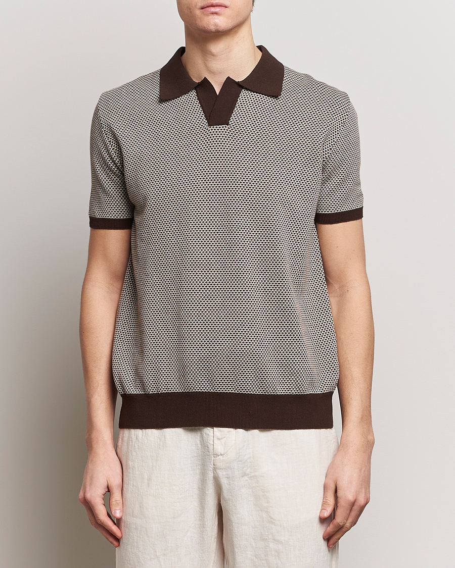 Homme | Business & Beyond | Oscar Jacobson | Dalius Structured Cotton Polo Brown