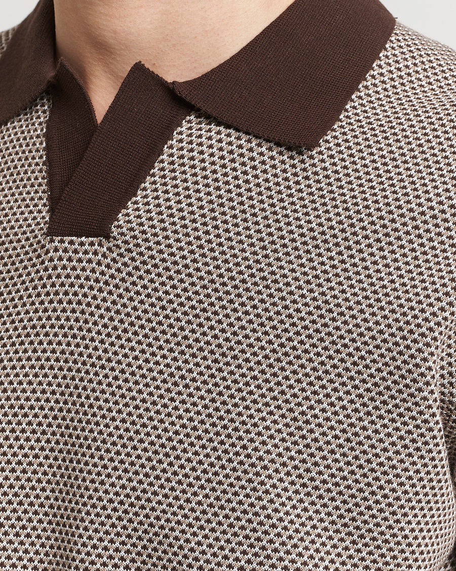 Homme | Polos | Oscar Jacobson | Dalius Structured Cotton Polo Brown