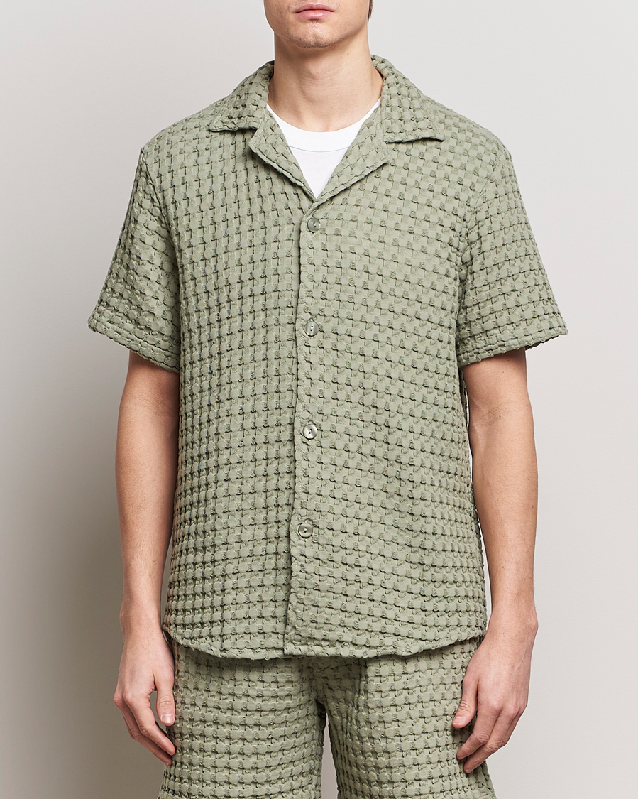 Homme | Chemises | OAS | Cuba Waffle Shirt Dusty Green