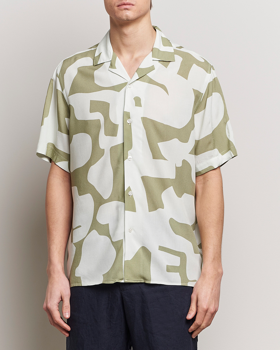 Homme |  | OAS | Viscose Resort Short Sleeve Shirt Sage Puzzlotec