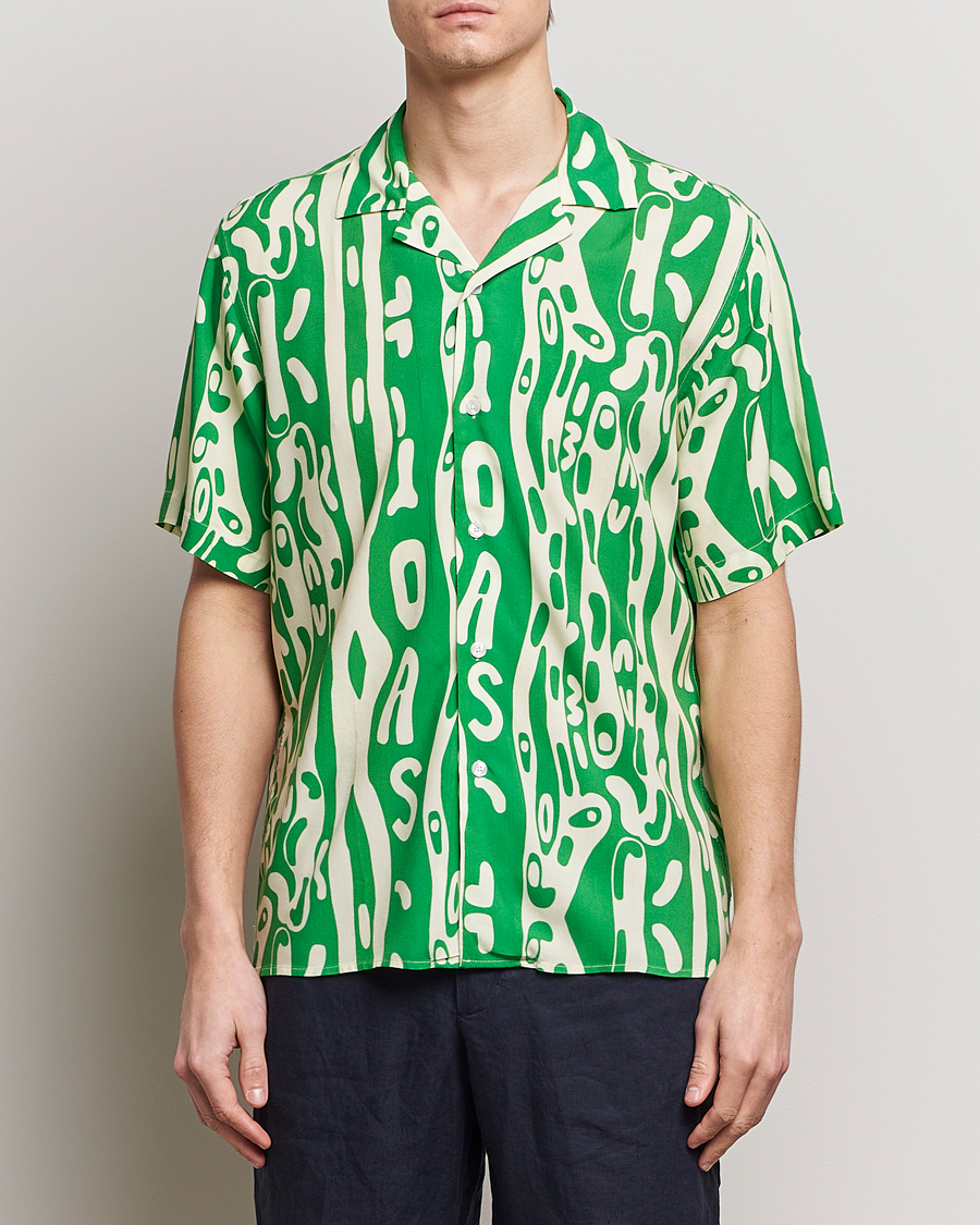Homme | Chemises À Manches Courtes | OAS | Viscose Resort Short Sleeve Shirt Verdant