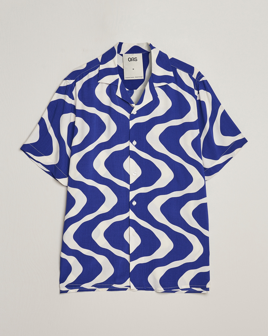 Homme | Chemises | OAS | Viscose Resort Short Sleeve Shirt Blue Rippling