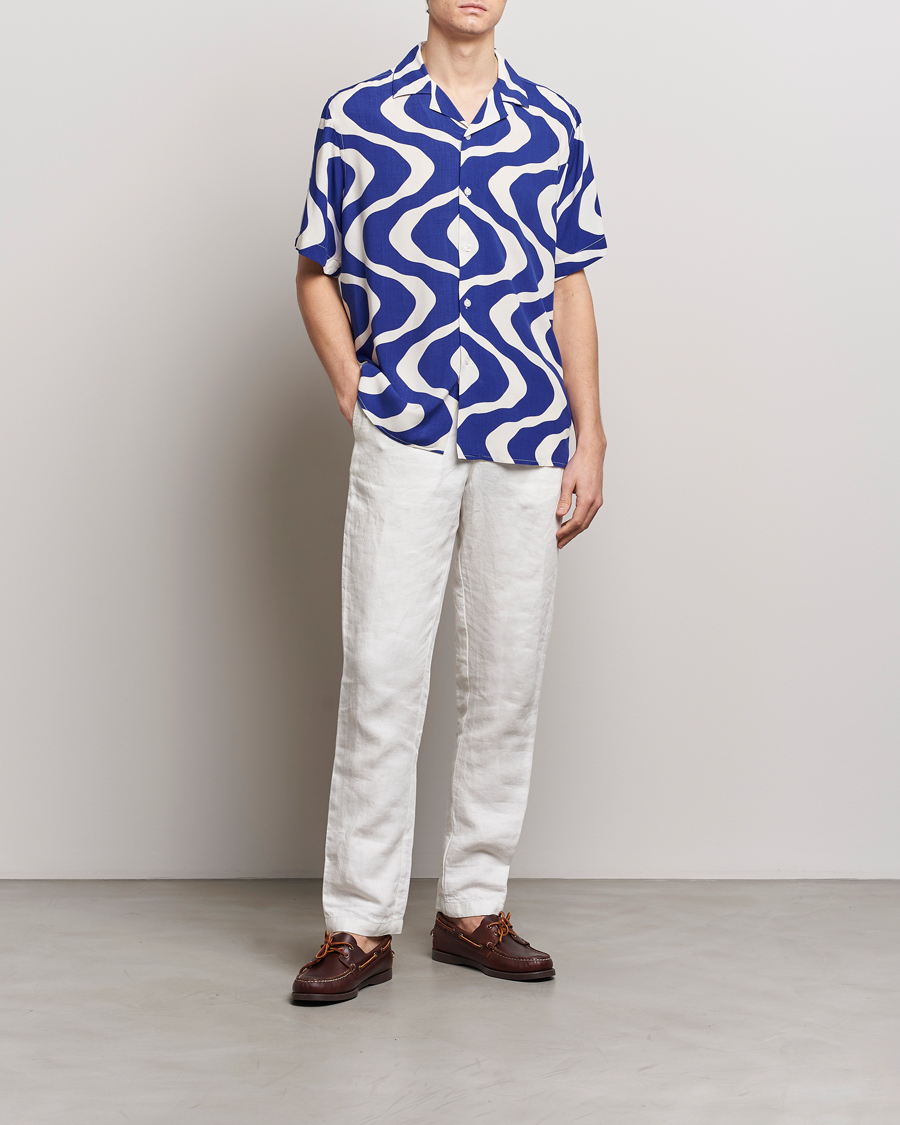 Homme | Chemises | OAS | Viscose Resort Short Sleeve Shirt Blue Rippling