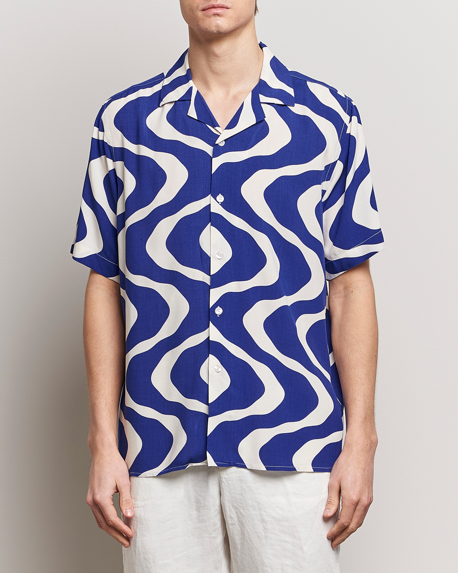 Homme | Chemises | OAS | Viscose Resort Short Sleeve Shirt Blue Rippling
