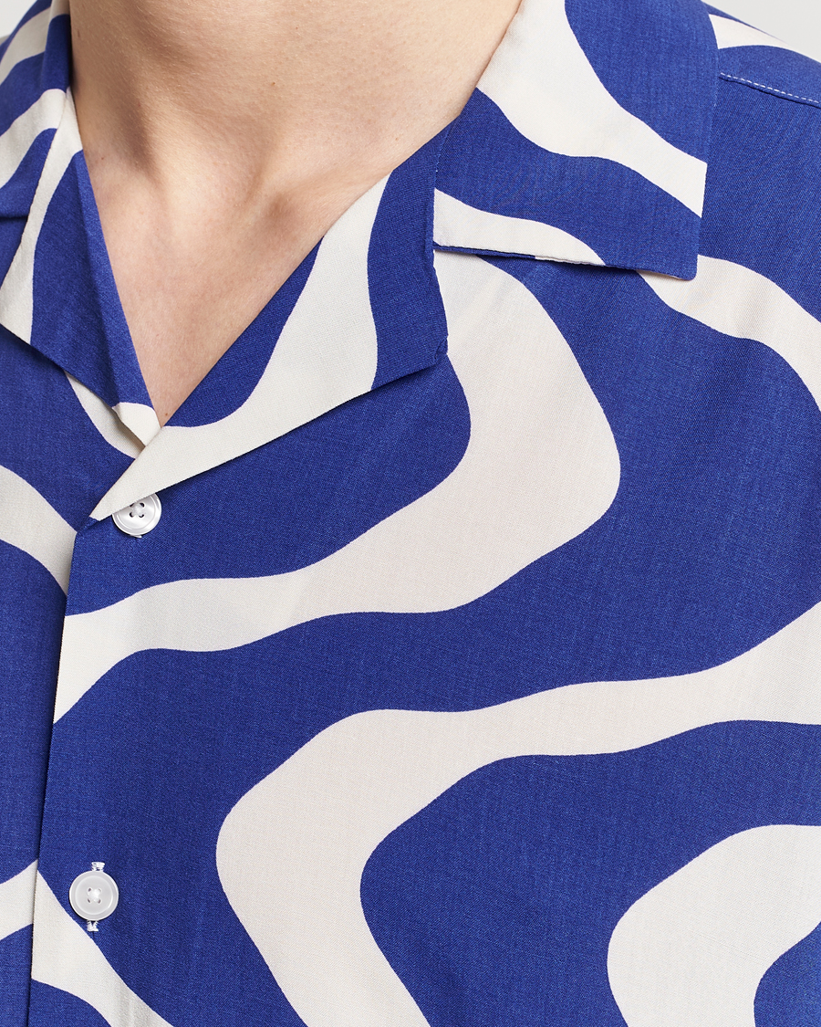 Homme | Chemises | OAS | Viscose Resort Short Sleeve Shirt Blue Rippling