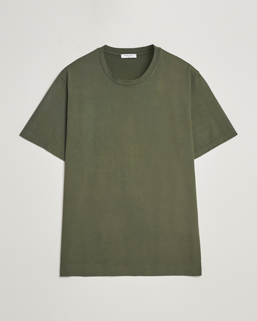 Homme | T-shirts | Boglioli | Garment Dyed T-Shirt Forest Green