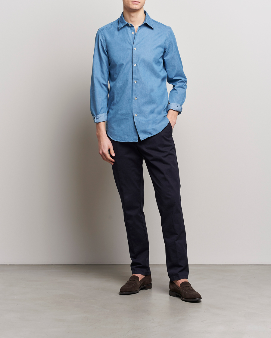 Homme | Chemises | Boglioli | Slim Fit Denim Shirt Light Indigo