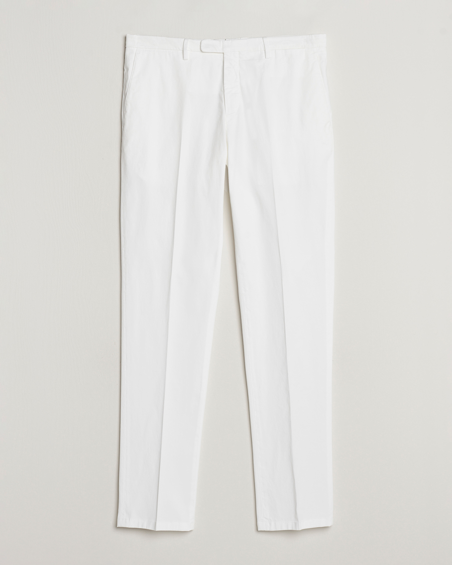 Homme | Pantalons | Boglioli | Cotton Stretch Chinos White