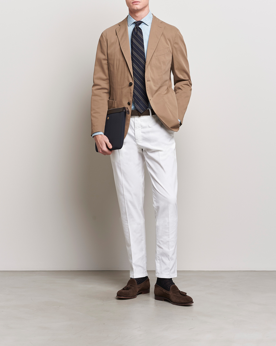 Homme | Pantalons | Boglioli | Cotton Stretch Chinos White
