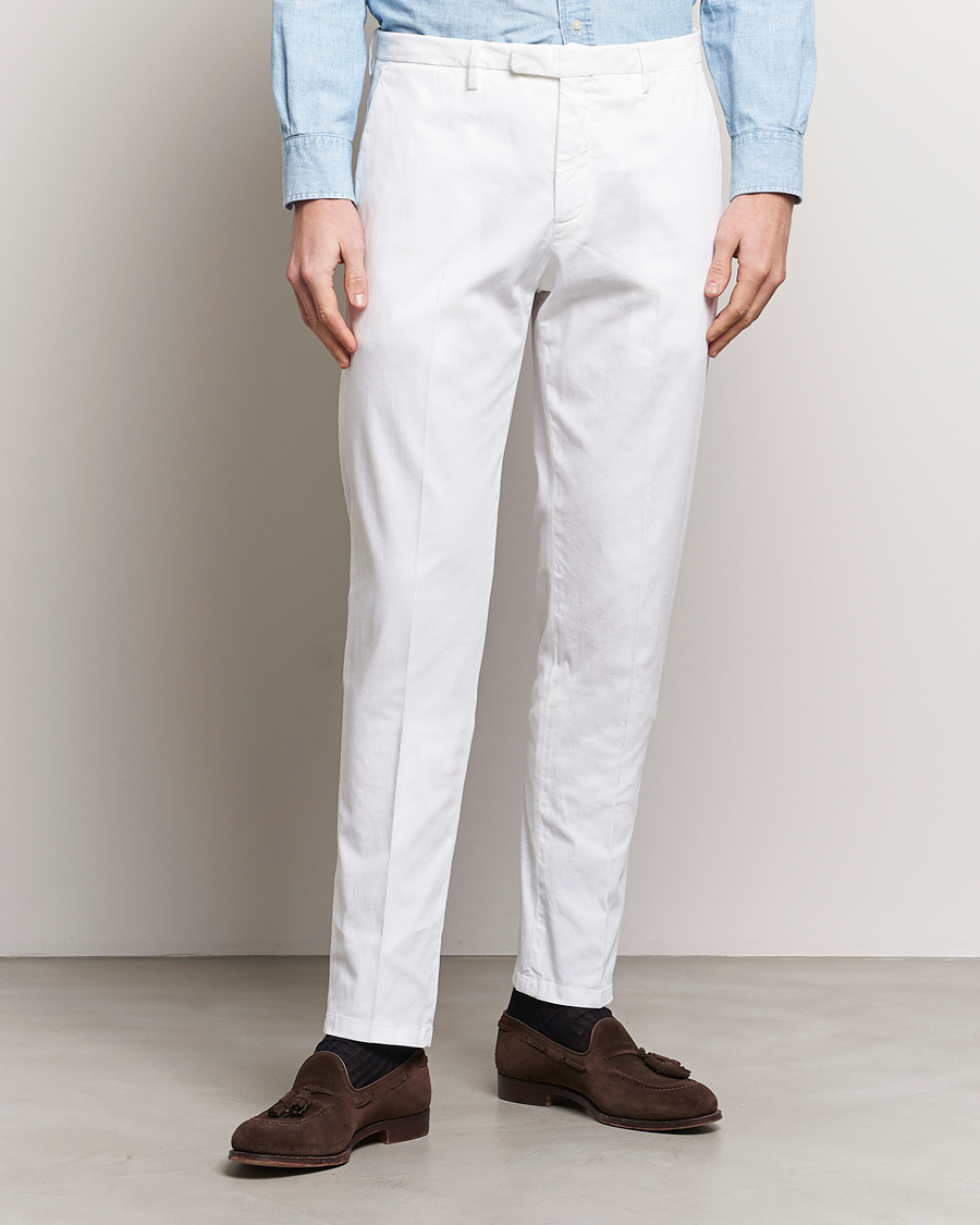Homme | Pantalons | Boglioli | Cotton Stretch Chinos White