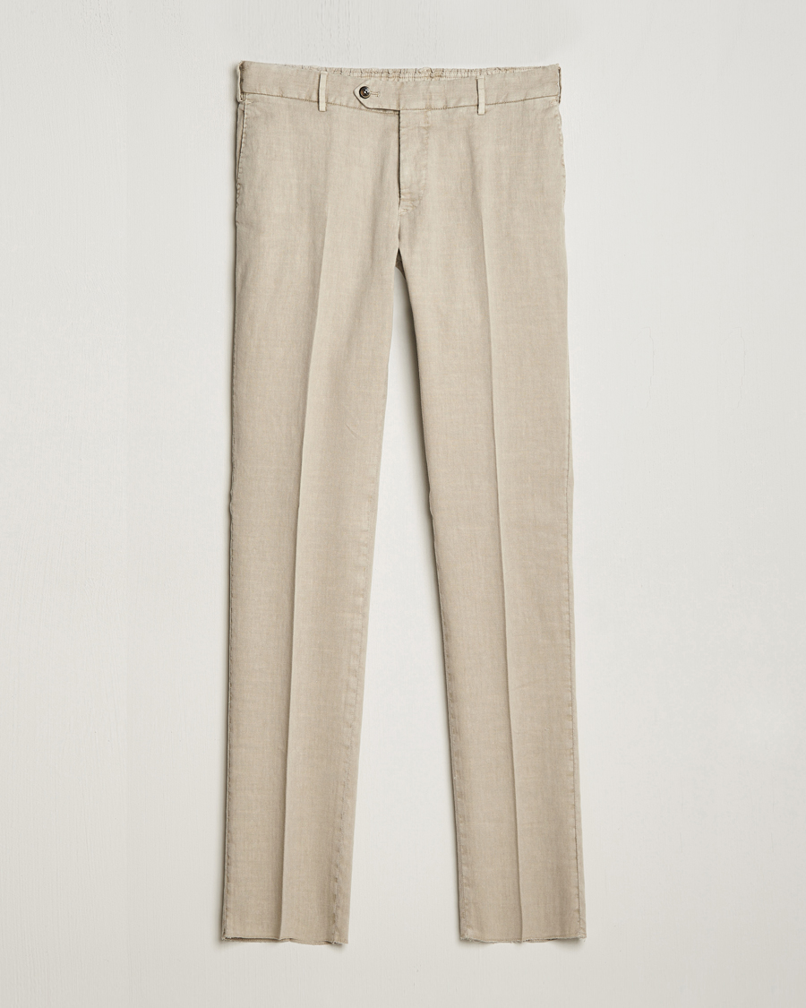 Homme | Pantalons | PT01 | Slim Fit Linen Drawstring Pants Light Beige