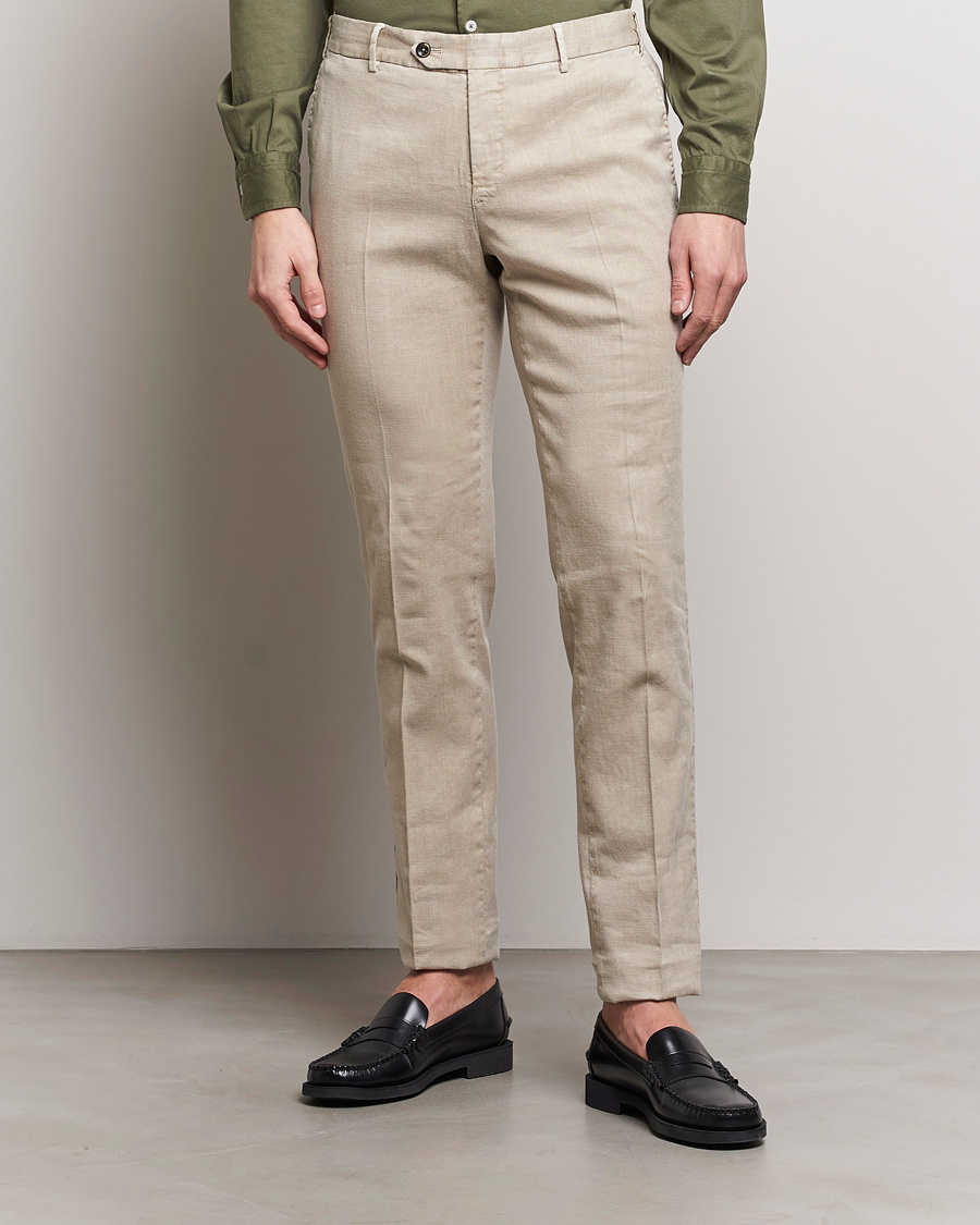 Homme | Quiet Luxury | PT01 | Slim Fit Linen Drawstring Pants Light Beige
