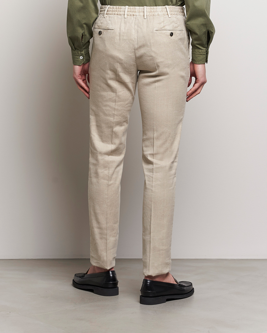 Homme | Pantalons | PT01 | Slim Fit Linen Drawstring Pants Light Beige