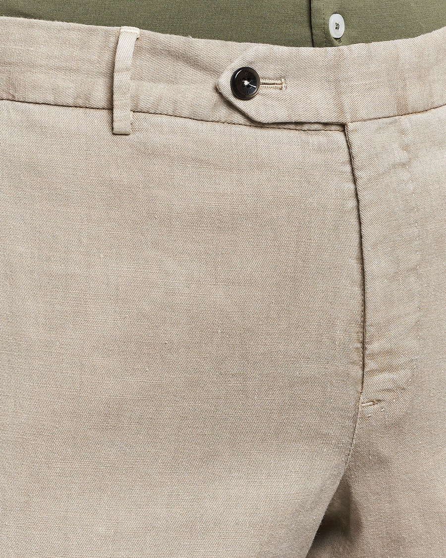 Homme | Pantalons | PT01 | Slim Fit Linen Drawstring Pants Light Beige