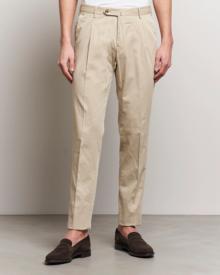 Homme | Italian Department | PT01 | Slim Fit Garment Dyed Stretch Chinos Beige