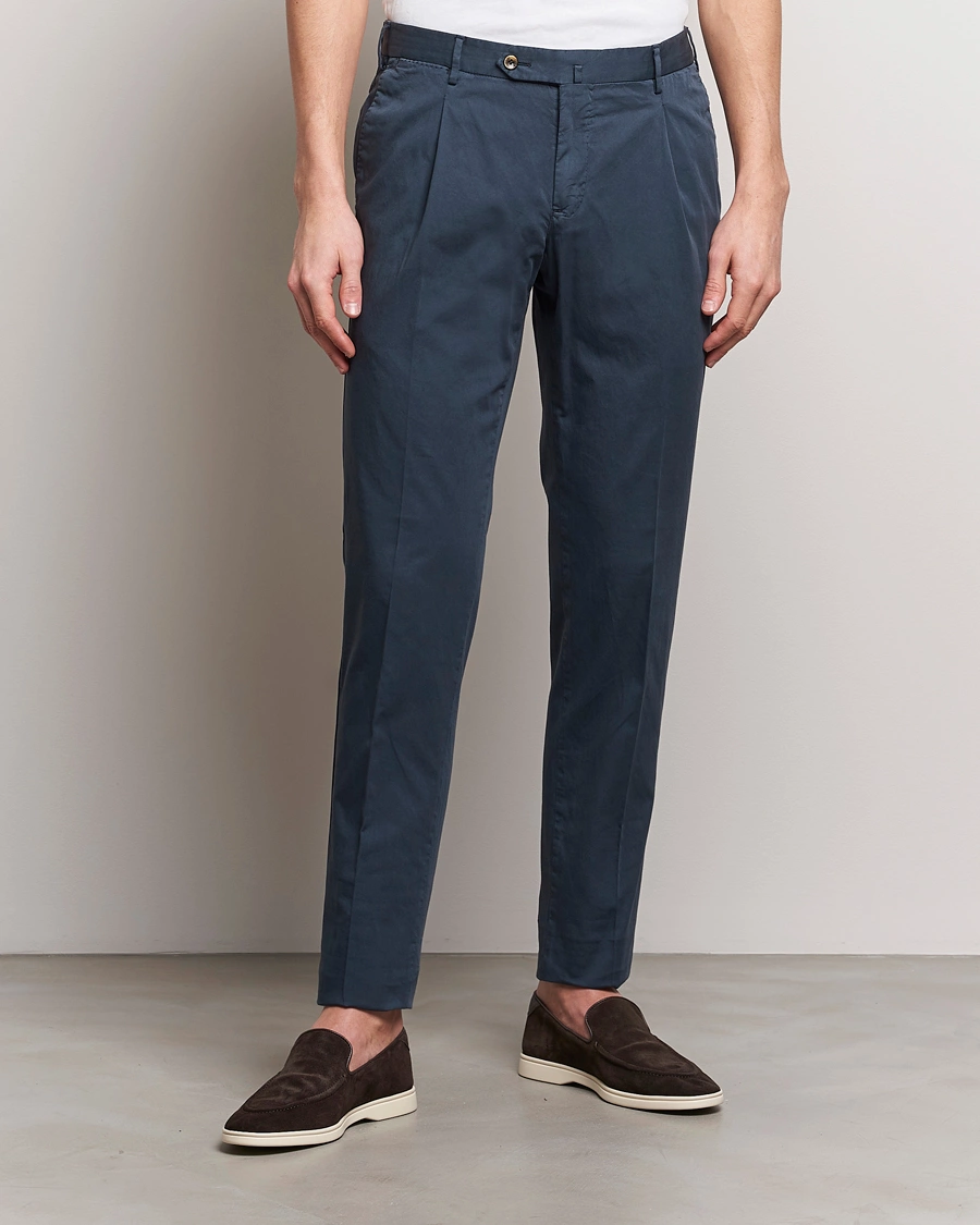 Homme | Italian Department | PT01 | Slim Fit Garment Dyed Stretch Chinos Navy